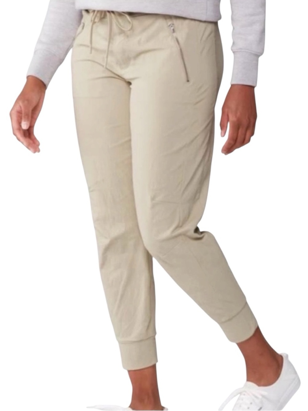 Women’s Beige Athleta Trekkie North, Nylon, Drawstring Jogger Pants  ~ Size 16